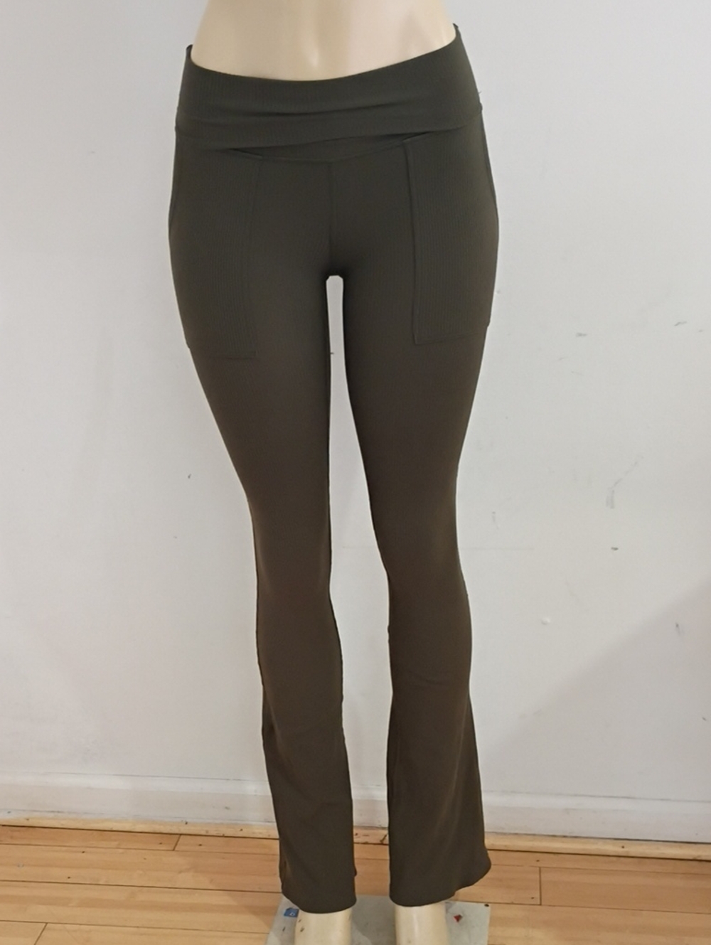 aerie Olive Flare Ribbed Leggings